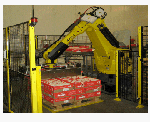 INTEGRATION d'une cellule robotisée Palettisation de 780 cartons/heure (Montage à blanc réalisé dans...